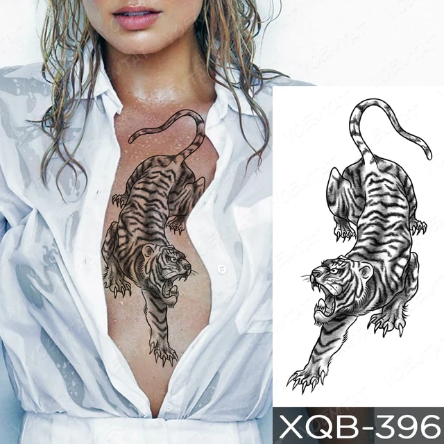 Waterproof Temporary Tattoo Sticker Tiger Old School Animals Flash Tattoos Prajna Sword Eagle Forest Body Art Arm Fake Tatoo 2