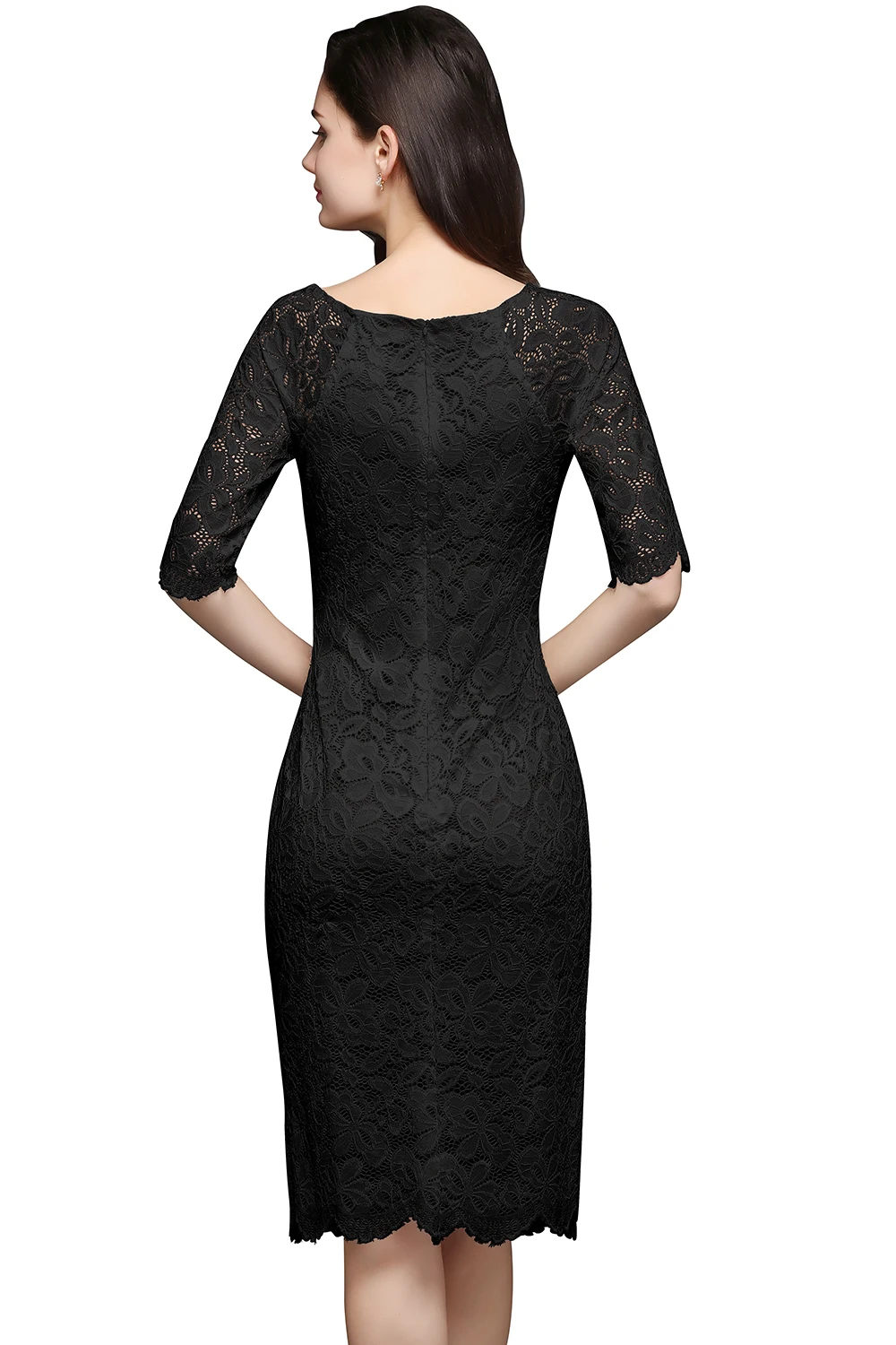 Robe De Soiree, платье русалки, черное, короткое, кружевное, вечернее платье, половина рукава, платье для матери невесты, вечерние платья