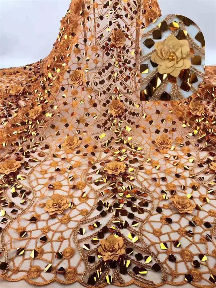 Роскошная африканская кружевная ткань с блестками высококачественное