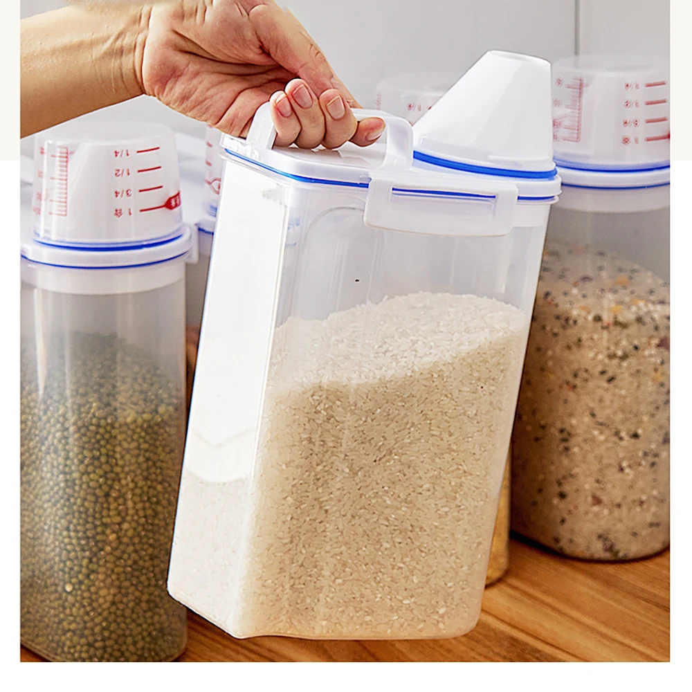 

Japanese-style Transparent Multigrain Cans, Plastic Kitchen Sealed Cans, Rice Bucket Storage Jars, Multigrain Storage Boxes