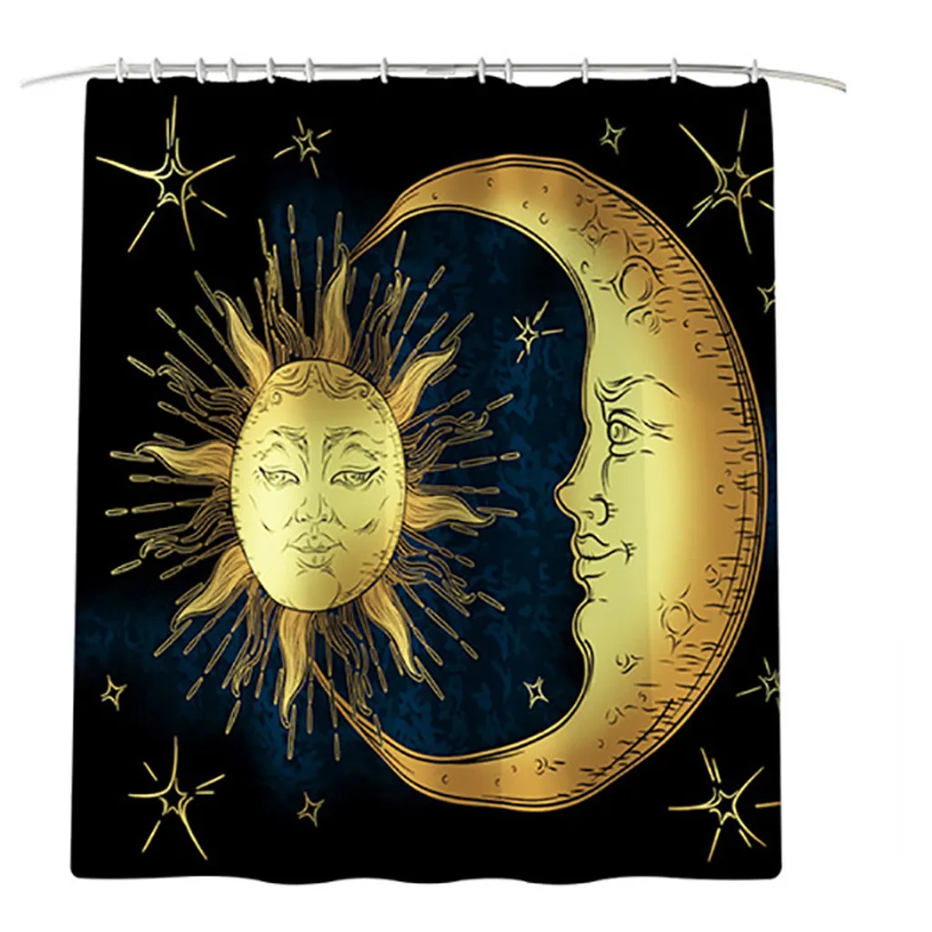 Новый узор занавеска для душа солнце луна ванная комната набор ковриков штор