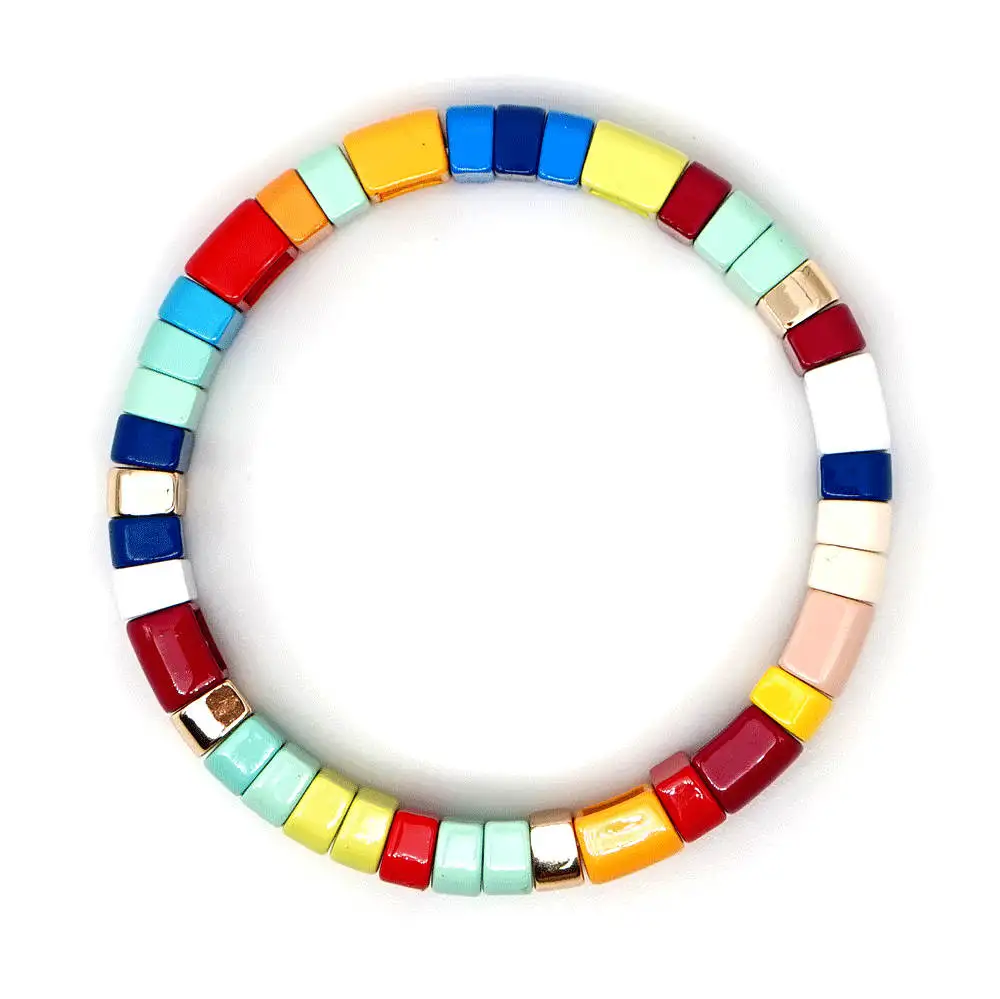 Shinus Pulseras Mujer Moda Радужный Браслет для женщин, эмалированные плитки, браслеты, красочные, Boho, летние, пляжные, модные ювелирные изделия, подарок