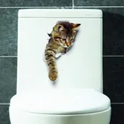 Новый DIY 3D милый кот собака туалет настенные наклейки ванная комната водонепроницаемый Съемный автомобиль животных настенный плакат домашний декор кухонные аксессуары