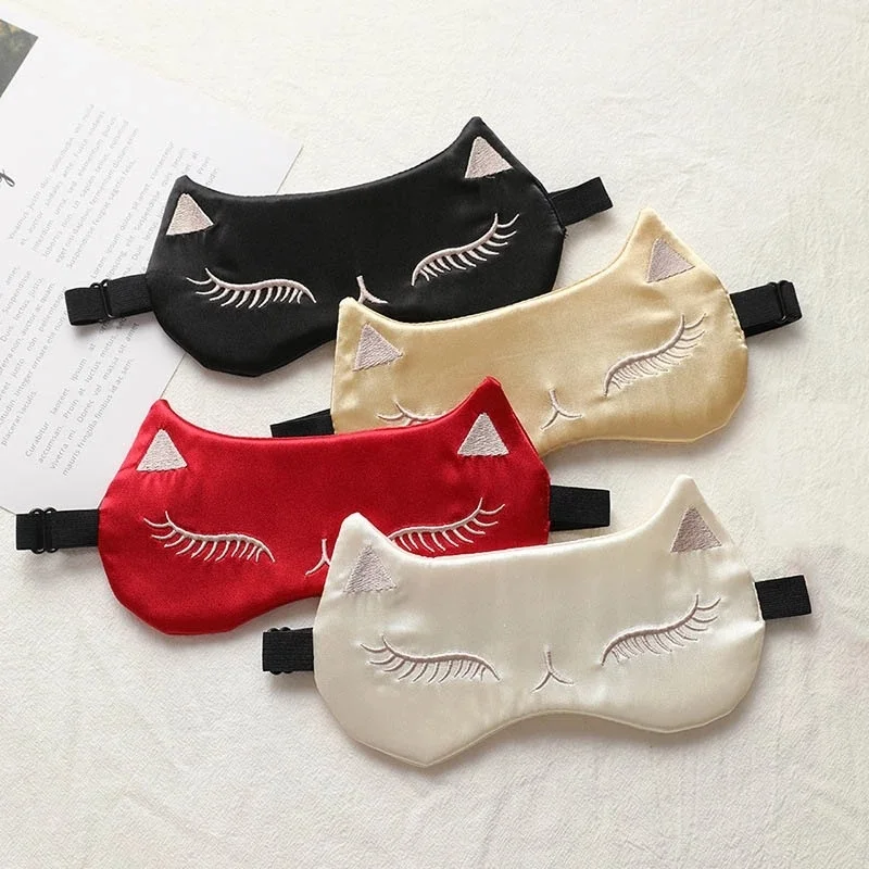 

1Pc Cat Face Imitated Silk Eye Patch Shading Sleep Eye Adjustable Eyepatch Travel Relax Cover Blindfold Eye Care Snoring Tools