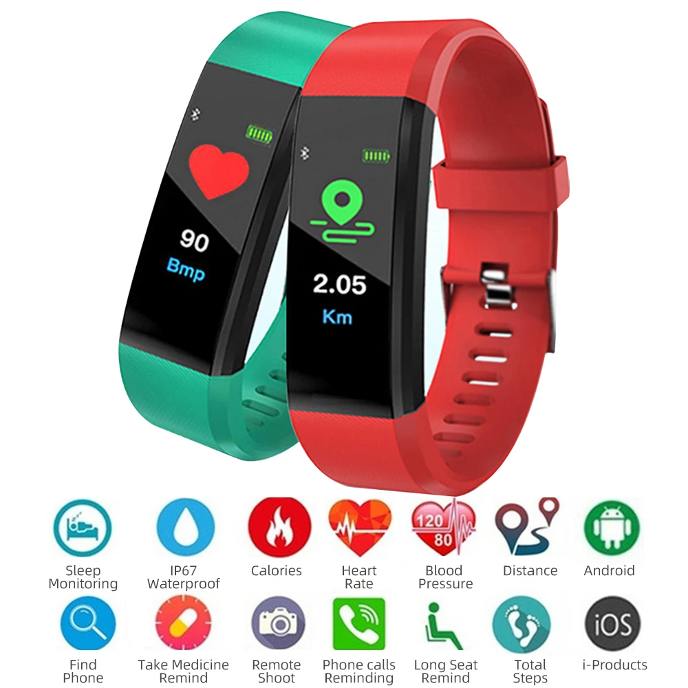 Pulseira de Freqüência Ankndo Fitness Cardíaca Passometer Banda Inteligente Chamada Lembrete Mensagem Smartband Unisex Sono Rastreador Ip6x Pulseira