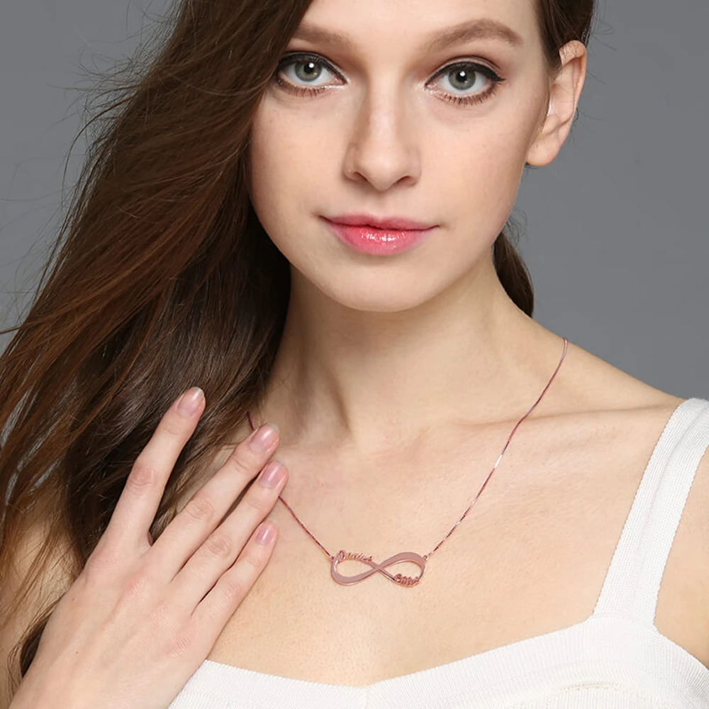 

Uonney Dropshipping Personalized Infinity Necklace With Double Names Symbol Necklaces For Women