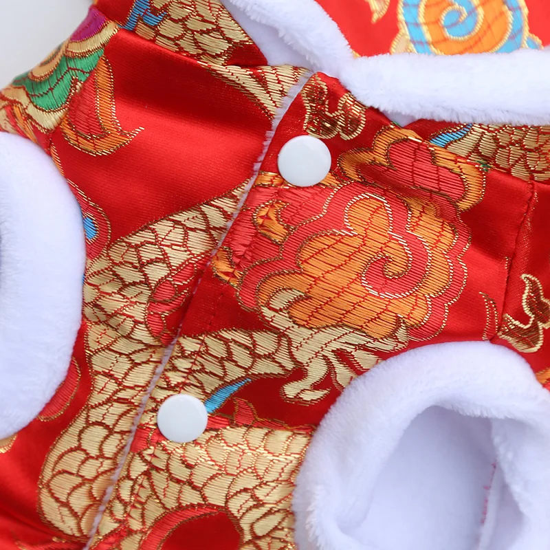 Новогодняя красная одежда для домашних животных зимняя теплая собак пальто