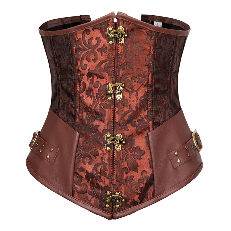 Готический корсет в стиле стимпанк коричневые черные стальные Корсеты под