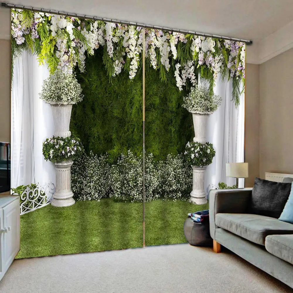 Пользовательские садовые Цветочные окна занавески для гостиной весенние травы