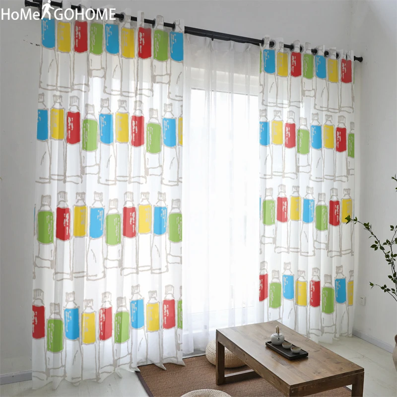 Бутылка для напитков 3D Прозрачные тюлевые шторы гостиной Rideaux украшения окна Tende