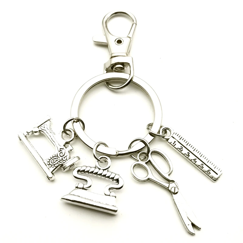 Модная дизайнерская швейная машинка для брелоков линейка ножницы подвеска