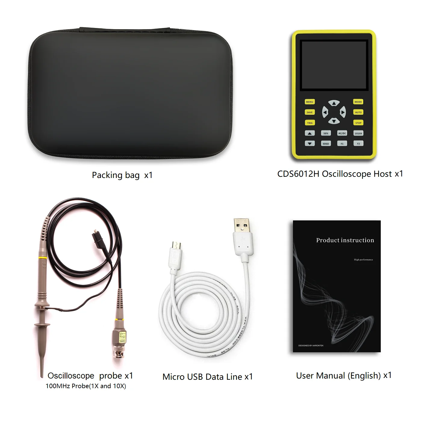 Cleqee 6012 Handheld Digital Oscilloscope 500MS/s Sampling Rate 100MHz Analog Bandwidth Support Waveform Storage 2.4 inch Screen |