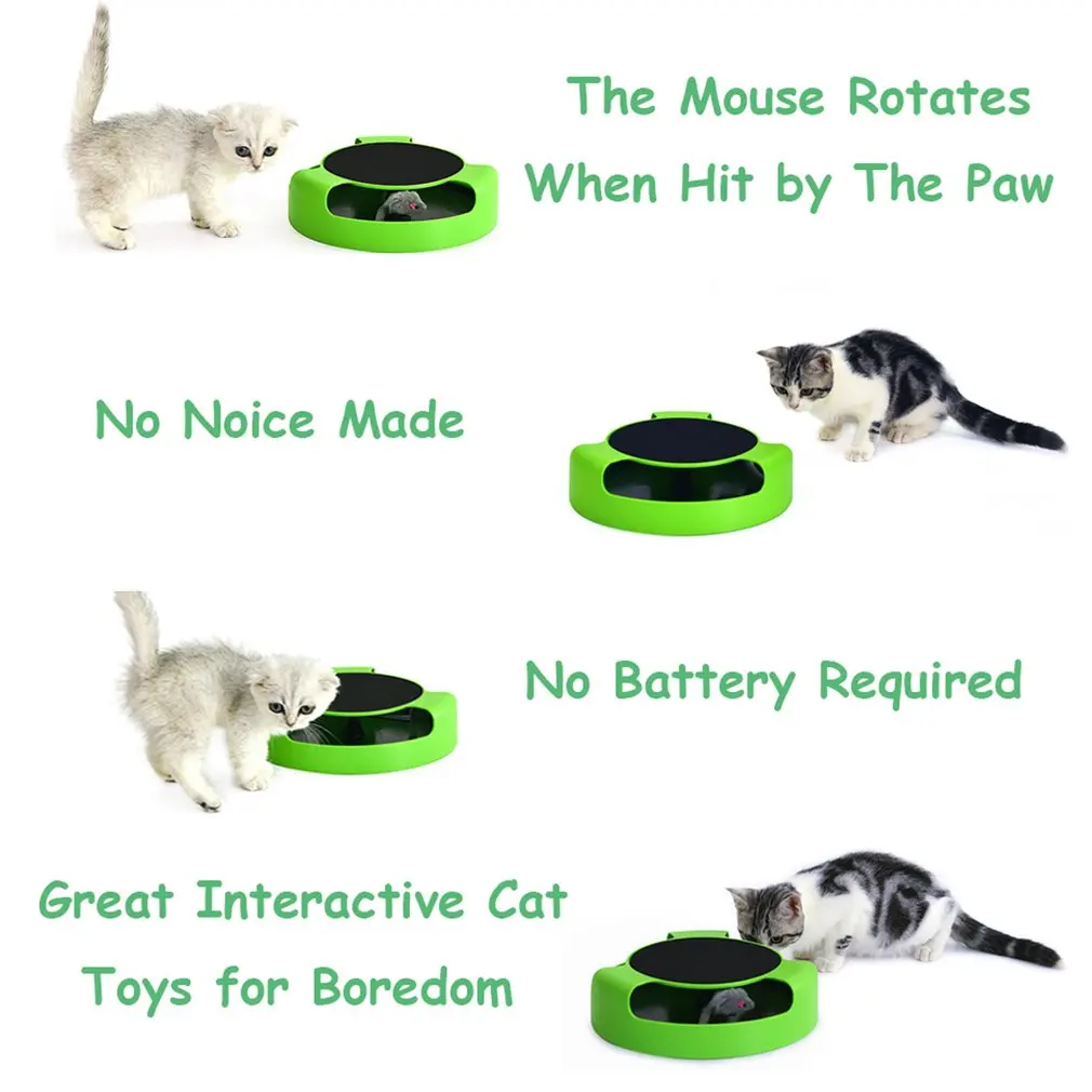 

2 In1 Cat Toys Interactive With Running Mice And Scratching Pad Durable Safe Kitten Cat Game Exercise No Battery Needed