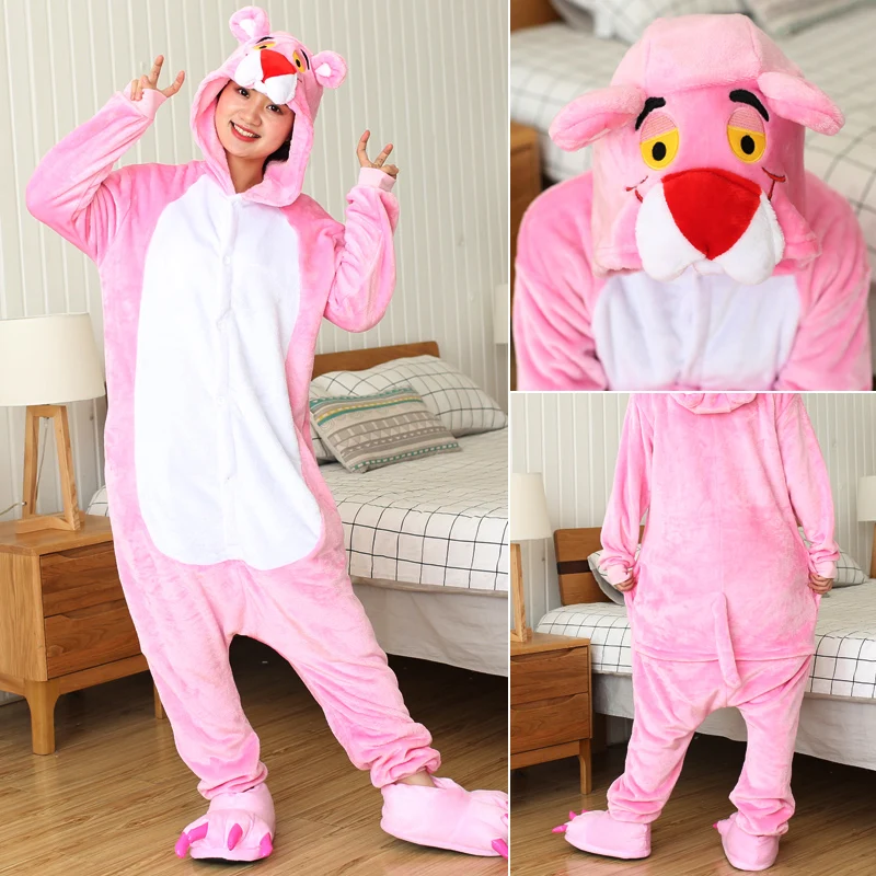 

Winter Stitch Pajamas Adults Unicorn Animal Sleepwear Women Men Unisex Flannel Nightie Female Home Clothes Sets
