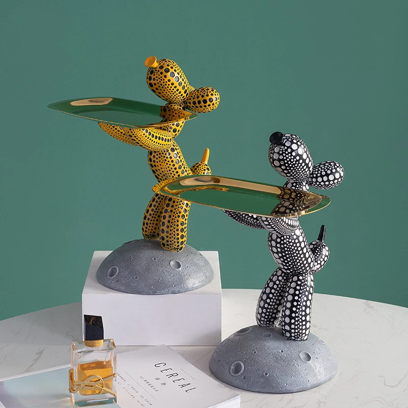 

New Resin Crafts Dot Art Balloon Dog Tray Nordic Creative Living Room Home Furnishing Decoration Storage Decoration