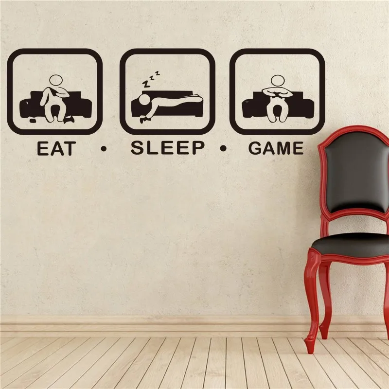 

WJWY Eat Sleep настенный игровой стикер игровой джойстик игральные наклейки Настенный декор для детской комнаты украшение дома геймер обои