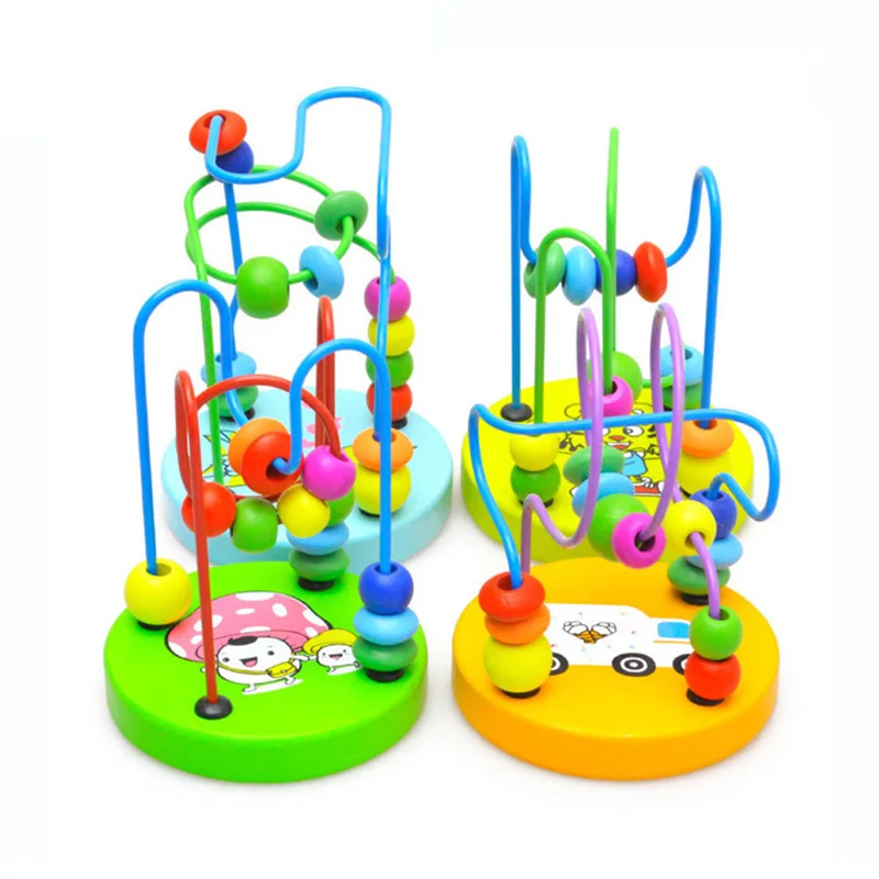 

Kids Montessori Enlightenment Wooden Toys Wooden Circles Bead Wire Maze Roller Coaster For Baby Educational Wood Puzzles Toys