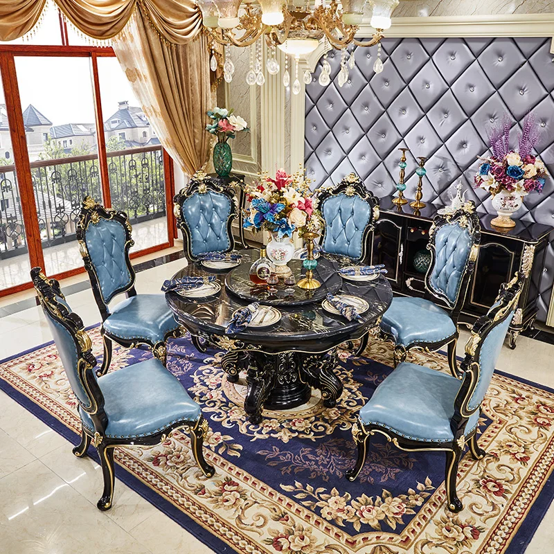 Мраморный обеденный стол в европейском стиле со стулом семейный с для виллы| |