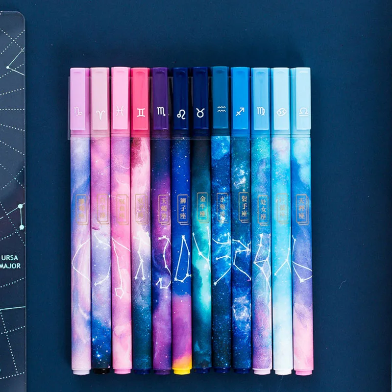 Гелевая ручка 12 шт./лот с креативным созвездием милая 0 5 мм черными чернилами для
