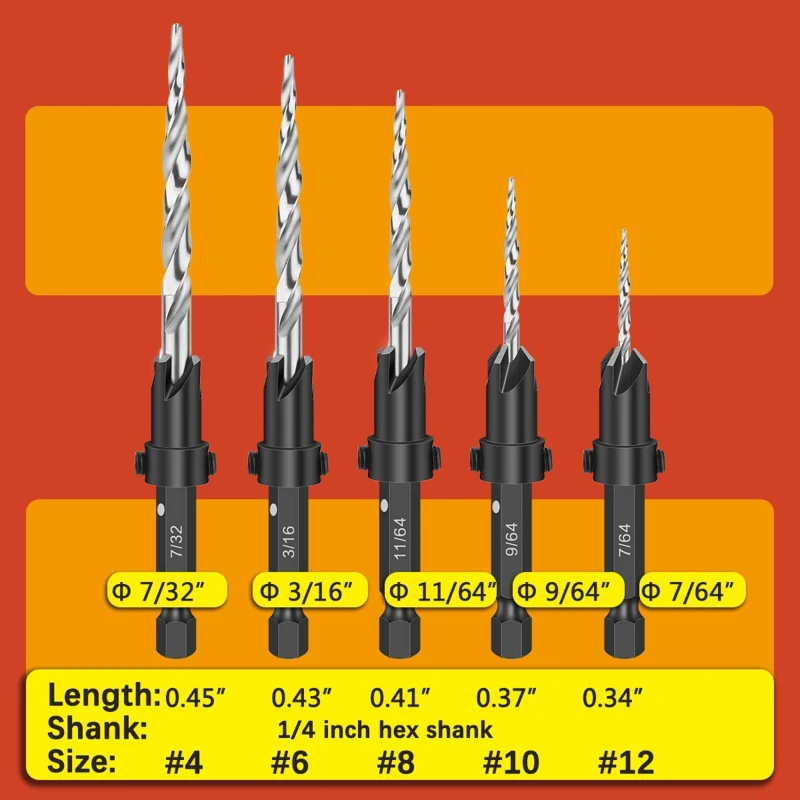

11PCS Hex Quick Change Shank Countersink Tapered Drill Bits Cone Reaming Drill Bit Set Wood Woodworking Tools