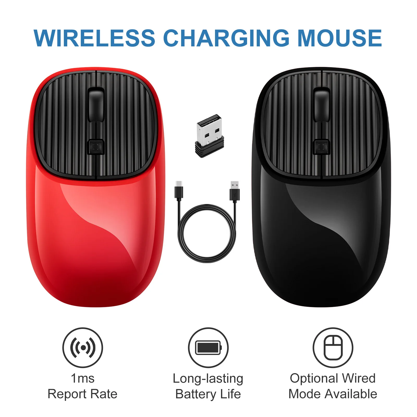 

2.4GHz Wireless Mouse Cordless Rechargeable Optical Mouse 800-1200-1600DPI Compatible With Win XP / Win7 / Win8 / 10/ Mac OS