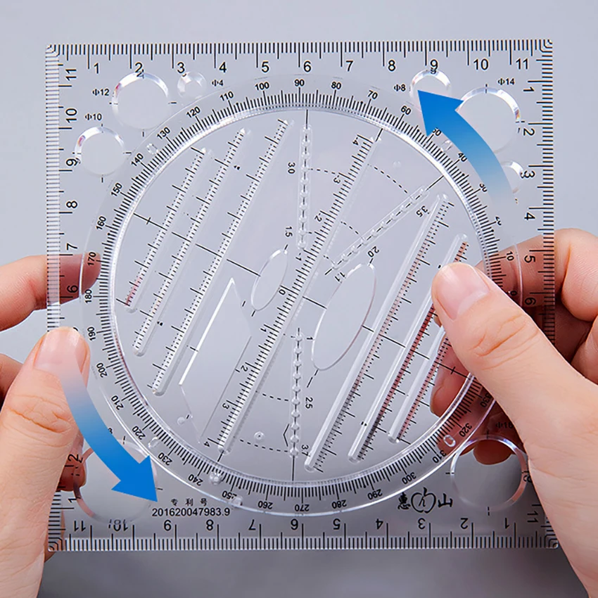 

1Pc Multifunctional Drawing Rulers Geometry Template Measuring Tools Students Mathematics Geometric Ruler Stationery Supplies