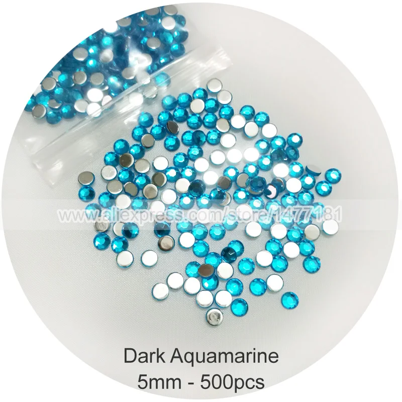 Акриловые бисеры 4 5 6 7 8 10 мм аквамарин плоская задняя сторона круглые