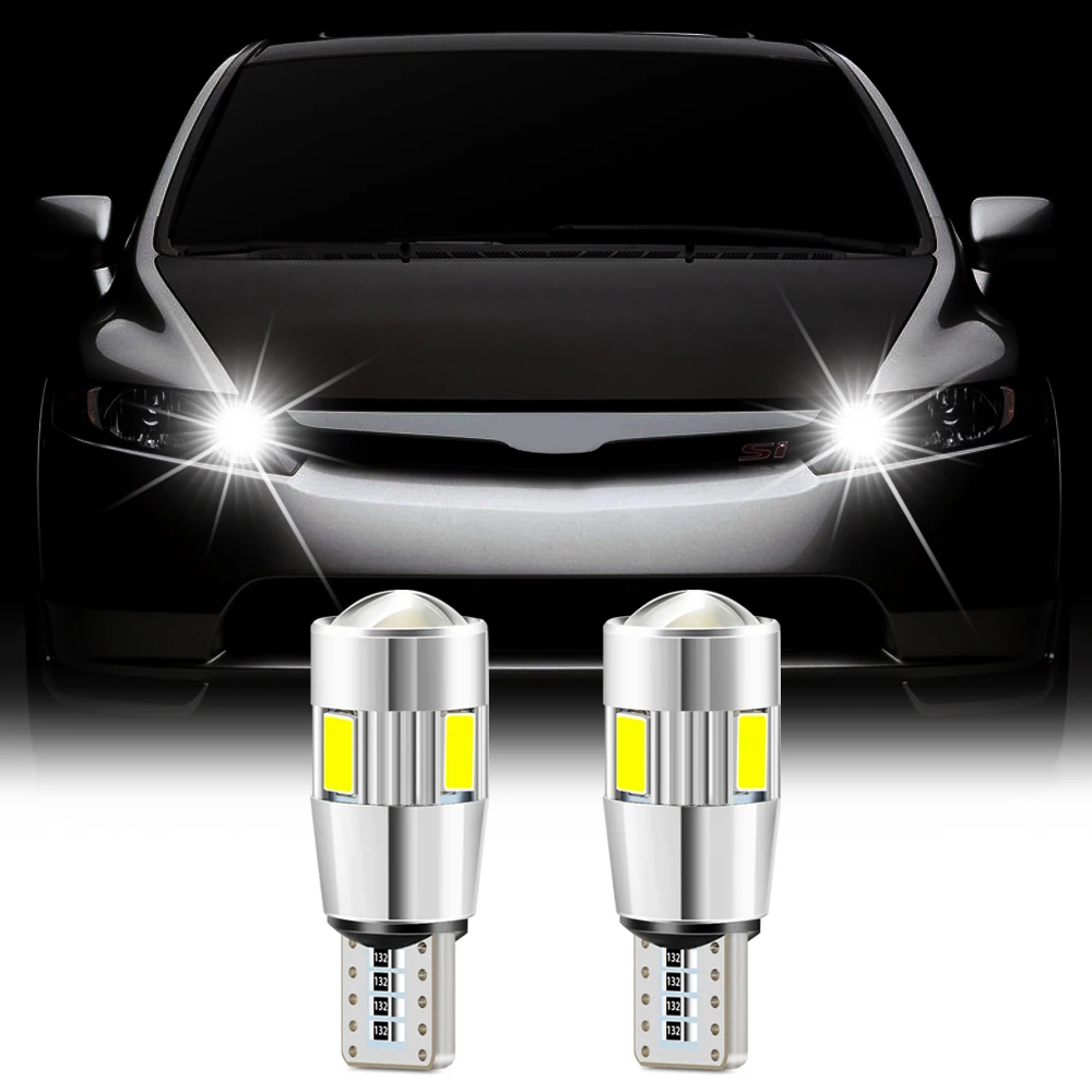 2шт 3Вт 12В T10 Белые автомобильные светодиодные лампы без ошибок W5W 501 168 194 Лампы освещения парковки и маячков автомобильного клина 6000К HID.