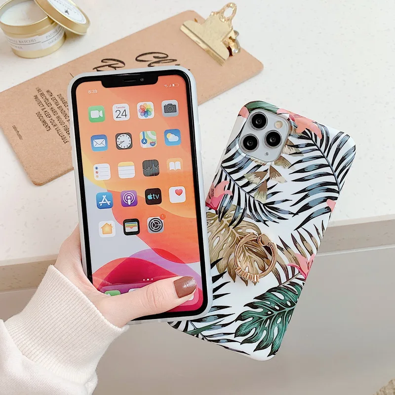 Винтажный чехол для iPhone 11 Pro XR X XS Max 7 8 6 6s Plus матовый с держателем кольца и