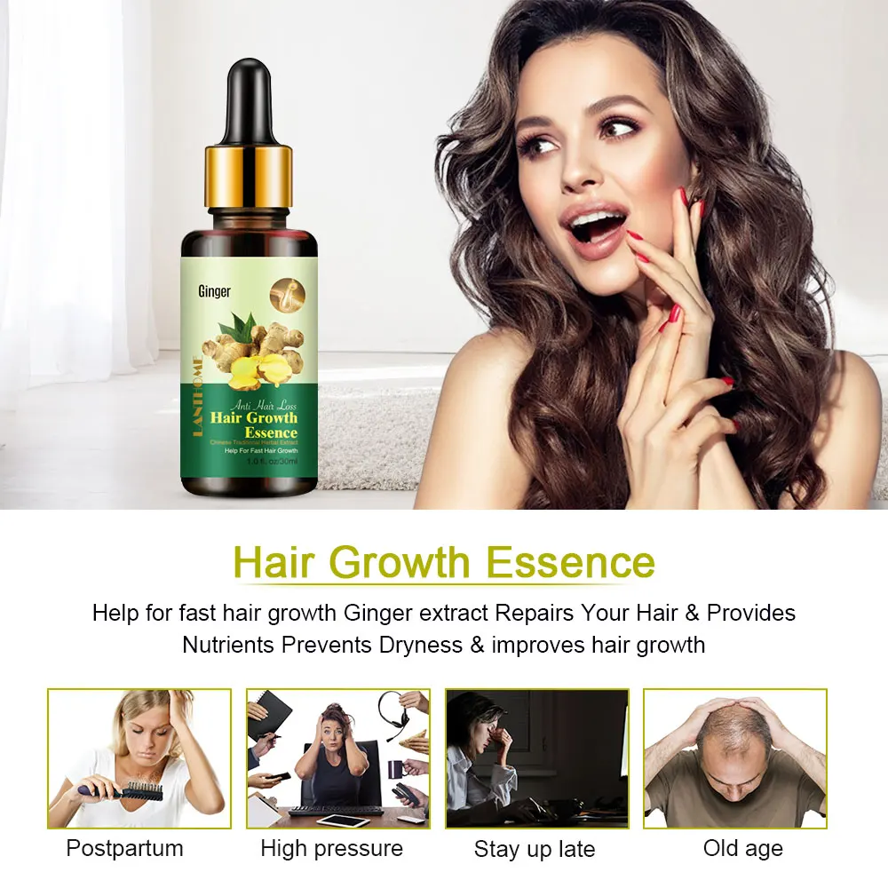 

Ginger Extract Dense Restoration Hair Loss Liquid Serum 30ml Hair Care Oil Hair Fast Sunburst Hair Growth Essence