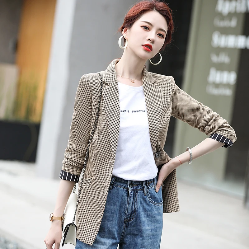 Женский блейзер цвета хаки темно серый пиджак для офиса и работы Осень