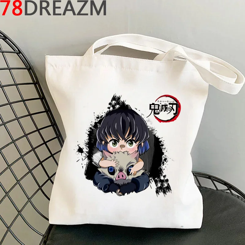

Demon Slayer shopping bag shopping canvas bolsas de tela shopper reusable jute bag bag bolsas ecologicas jute sacolas