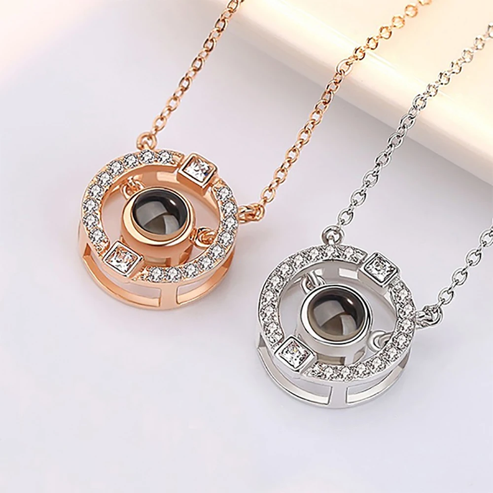 Sweey Прямая поставка персонализированное фото и 100 языков проекционное Ожерелье I