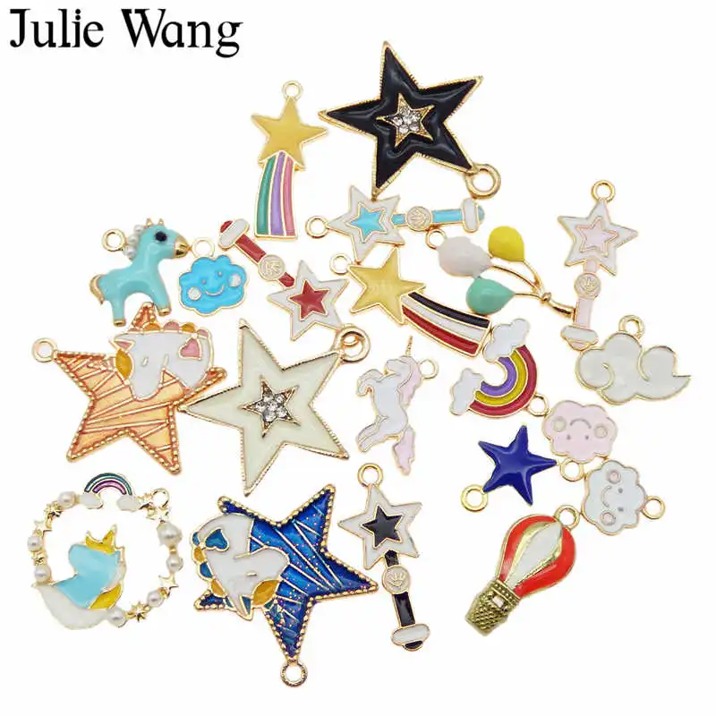 10 шт. эмалированные Подвески Julie Wang из сплава Случайные Смешанные звезды облако