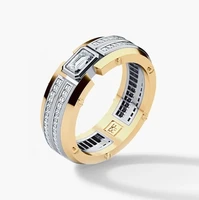 fashion jewelry mens modern 925 sterling silver 14k white gold two tone white sapphire diamond band ring 6 13