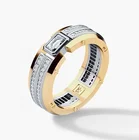 Мужское двухцветное кольцо из серебра 925 пробы, с бриллиантами