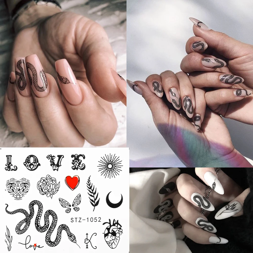 

16pcs Sexy Lips Snake Nail Sticker Set Water Transfer Decals Abstract Girls Flower 3D Nail Art Decorations Slider Manicure Wraps