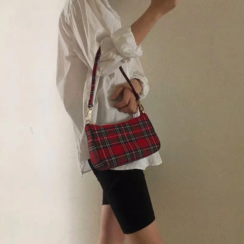 Женская клетчатая сумка винтажные холщовые дамские сумки на плечо брендовые