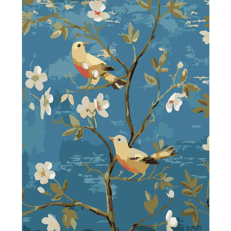 Картина по номерам DIY дропшиппинг большой размер птицы на ветках пейзаж холст