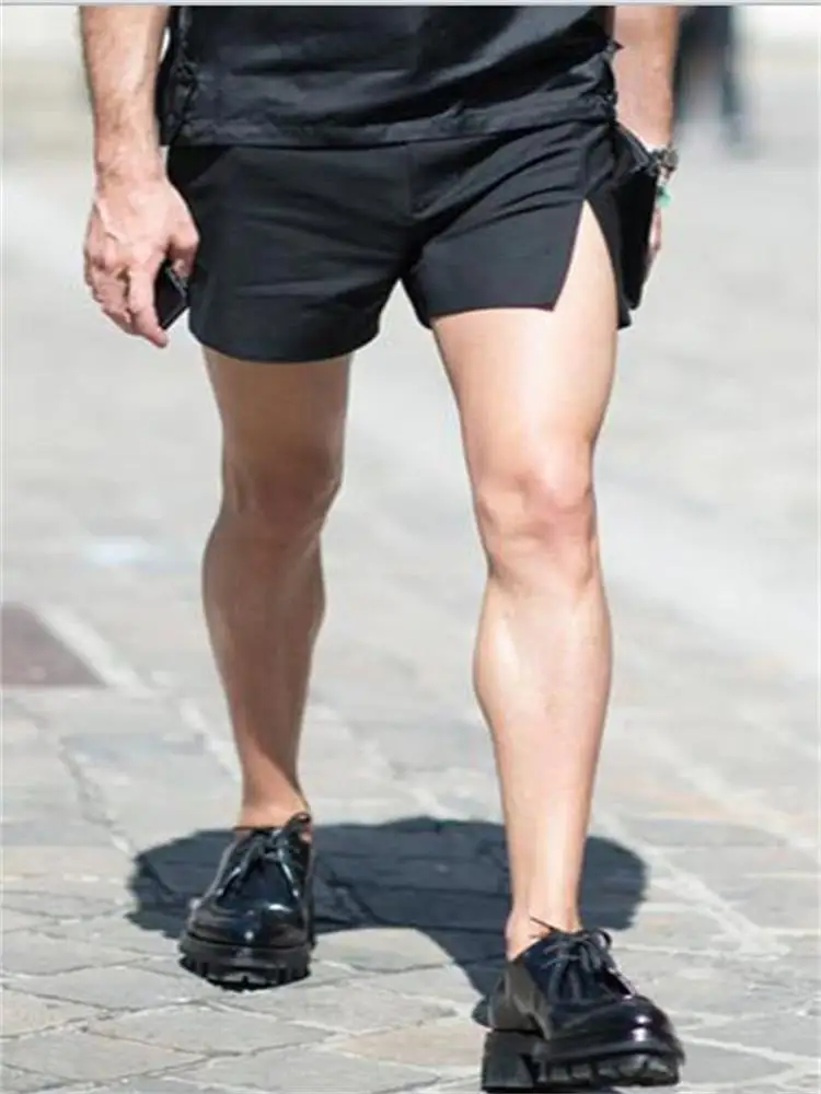 

Men's hot pants sports and leisure three-part pants 2021 summer European and American star street shooting the same slit design