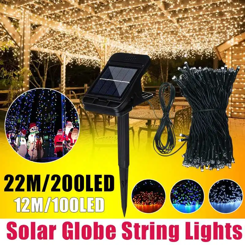 

Christmas Decoration 22m Solar String Lights Outdoor Lighting Solar Lamps 200 Led Crystal Globe Lights with 8 Modes Patio Lights