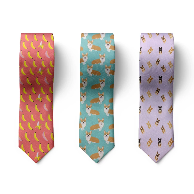 Мужской галстук с забавной мультяшной собакой Повседневный размер 8 см унисекс