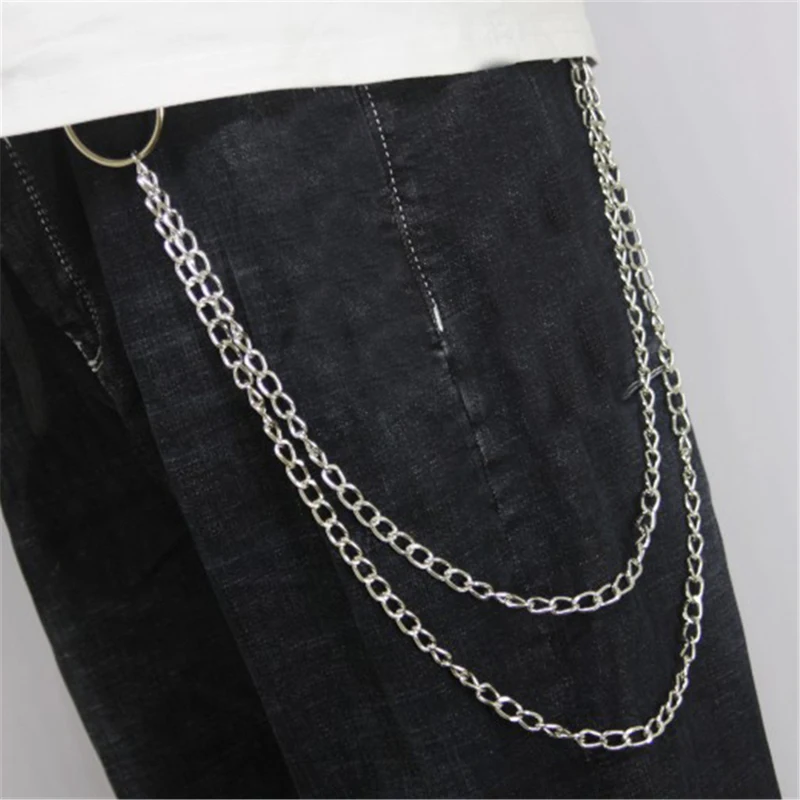 Брюки с металлической цепью штаны цепочкой кошелек ремень рок панк джинсы брелок