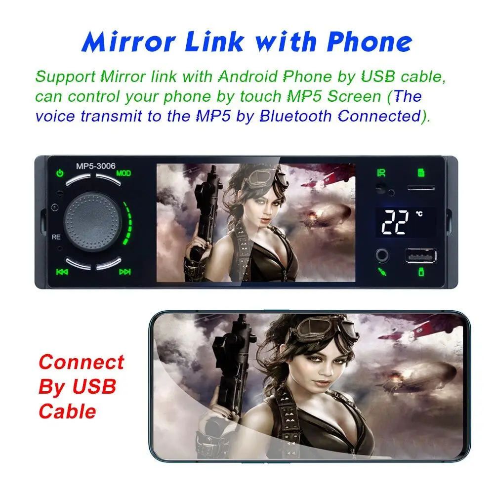 AMPrime 1 Din автомагнитола аудио стерео 4," Автомобильный мультимедийный плеер Bluetooth AUX FM радио станция Авторадио с камерой заднего вида