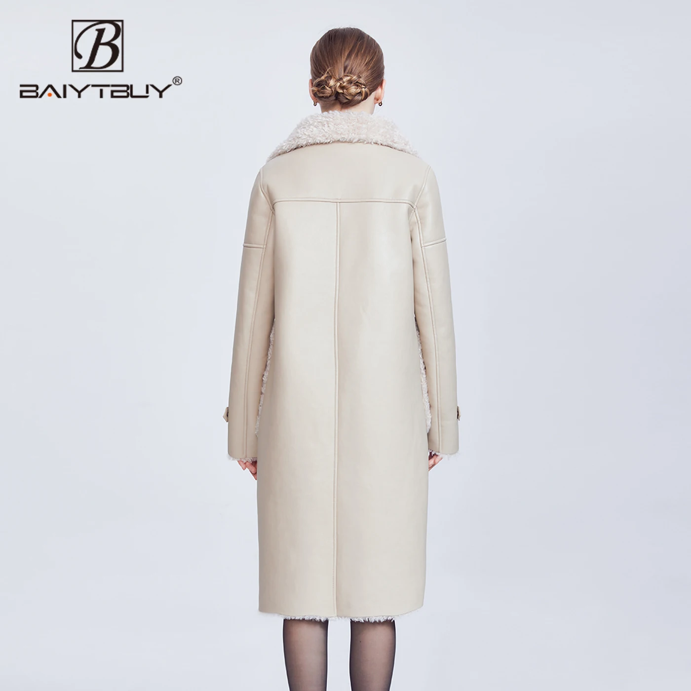 BAIYTBUY 2021 меховые куртки из овчины женские толстые теплые длинные пальто