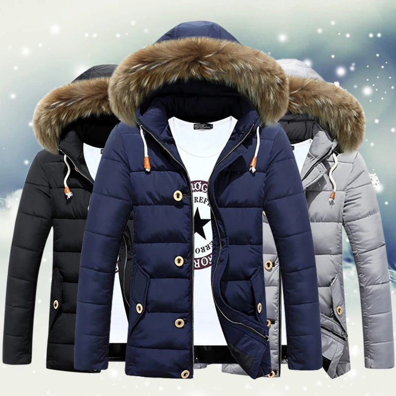 Mid Men Jacket Winter Long Cotton Padded Man Coat 2023 New Design Thick Slim Plus Size Camperas Hombre HJ651