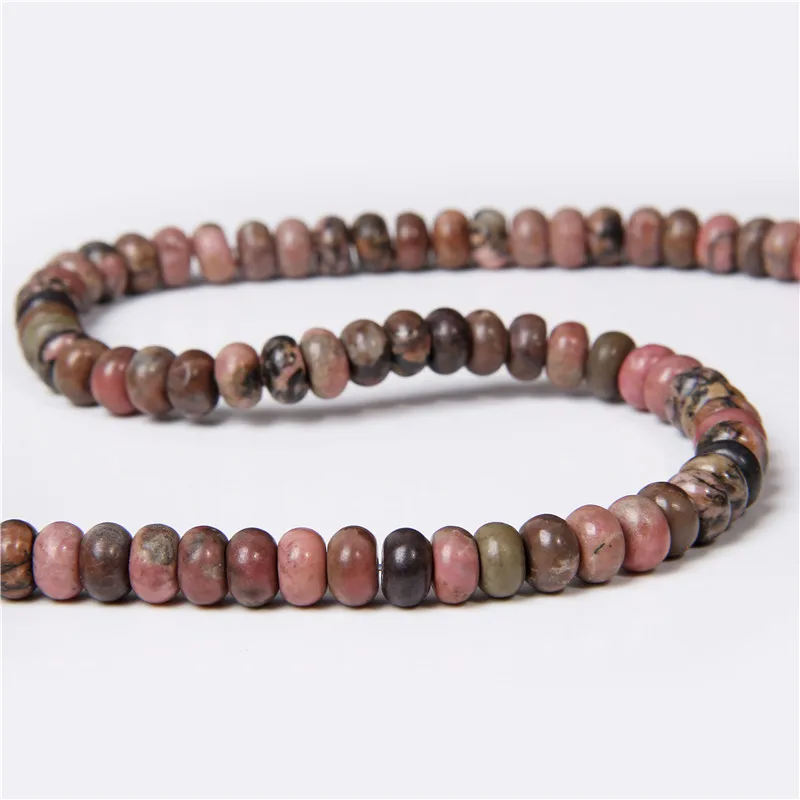 Натуральные черные проволочные розовые родохрозитовые каменные бусины-барабаны