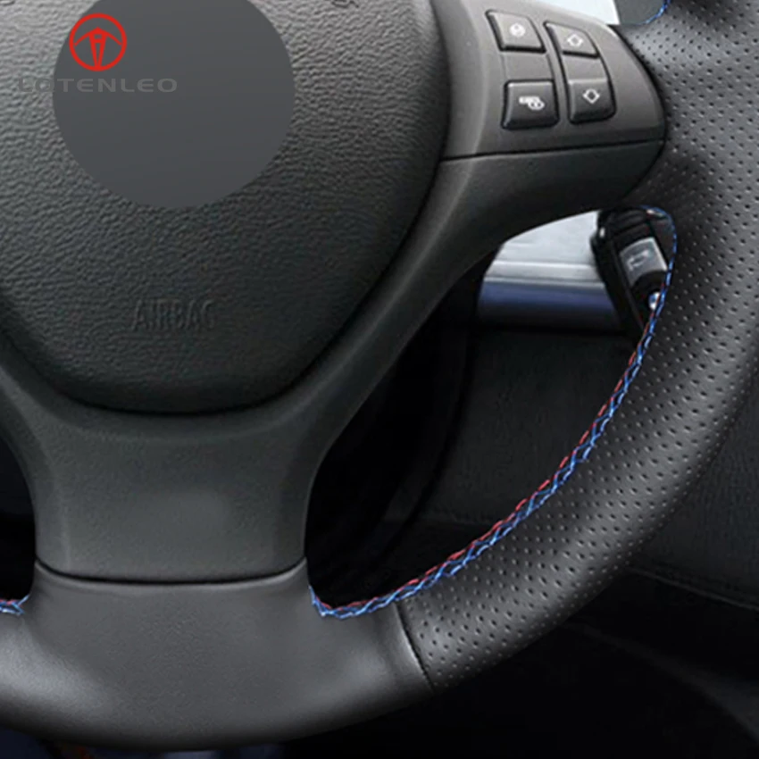 LQTENLEO черный из натуральной кожи DIY для BMW M Sport X5 E70 M50d 2006 2013 X6 E71 2009 2014|car steering wheel