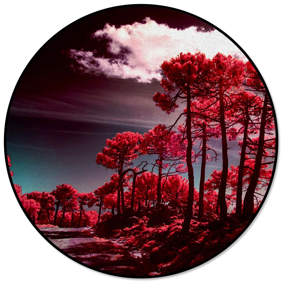 

Creative Rugs for Children Rooms Red Trees Forest Landscape Pattern Round Carpet Rug Carpets for Home Living Room Bedroom
