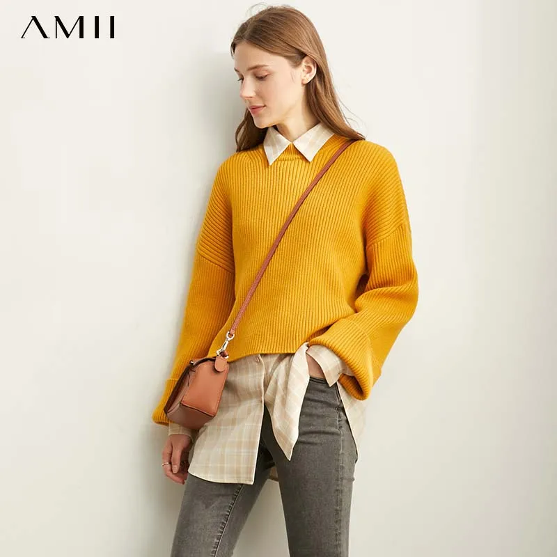 Модный женский свитер Amii lazy air yme зима 2019 Новый Повседневный свободный 11920217 |